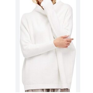 Free People‎ Oversized White Ribbed Tunic Sweater Cowl Neck Womens White large